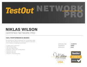 Niklas Wilson Testout Pro Network Certification